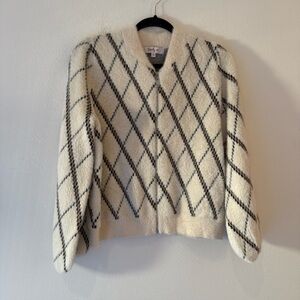 Cozy cream and Black Argyle Sweater